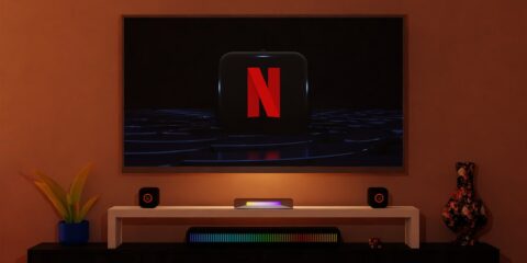 a flat screen tv sitting on top of a entertainment center