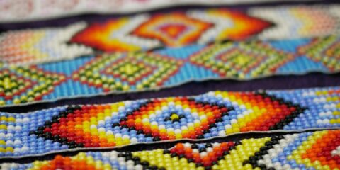 a close up of a colorful piece of cloth