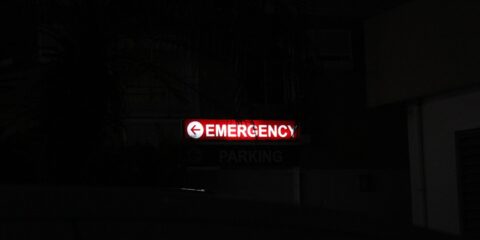 $150 Paid Virtual Interview – Operating Room Notifications Professional Study (Nationwide) a red emergency sign lit up in the dark