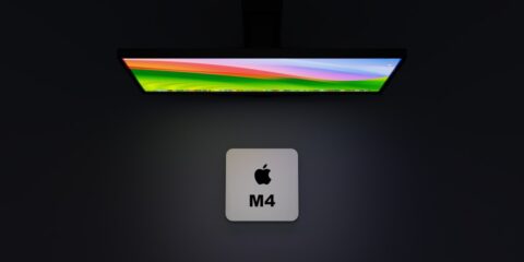 an apple logo is displayed on a wall