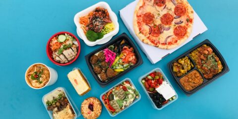 pizza on white ceramic plates