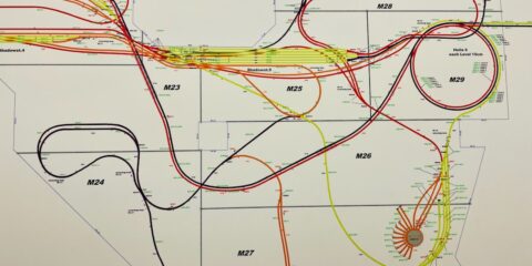 a diagram of a train that is on a wall