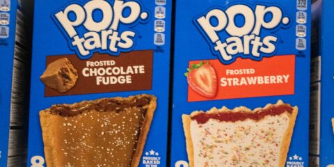 Boxes of pop-tarts: chocolate fudge and strawberry.