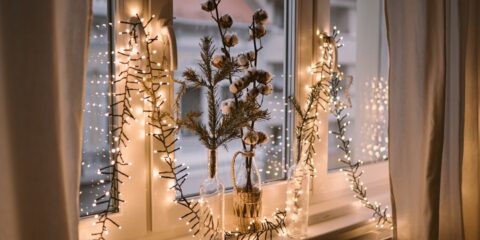 gold and white floral wreath